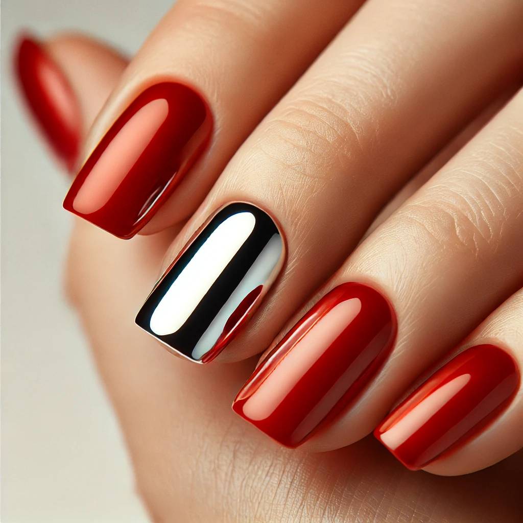 Glossy Red with Chrome Accent