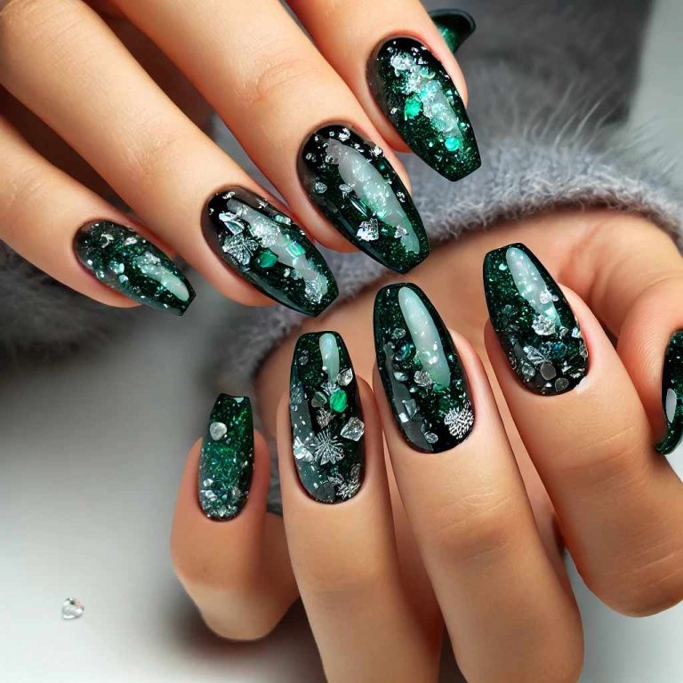 Gorgeous Green and White Nail Ideas Perfect for Christmas