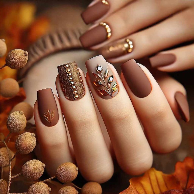 Gorgeous November Nail Designs with Rhinestones