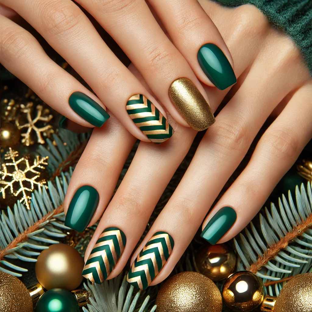 Green Chevron with Gold Accents