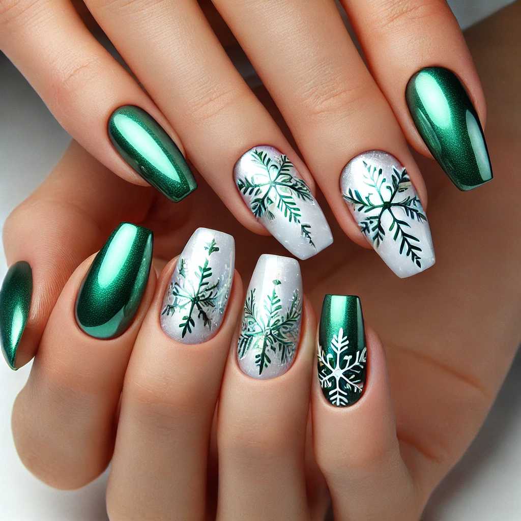 Green Chrome with White Snowflakes