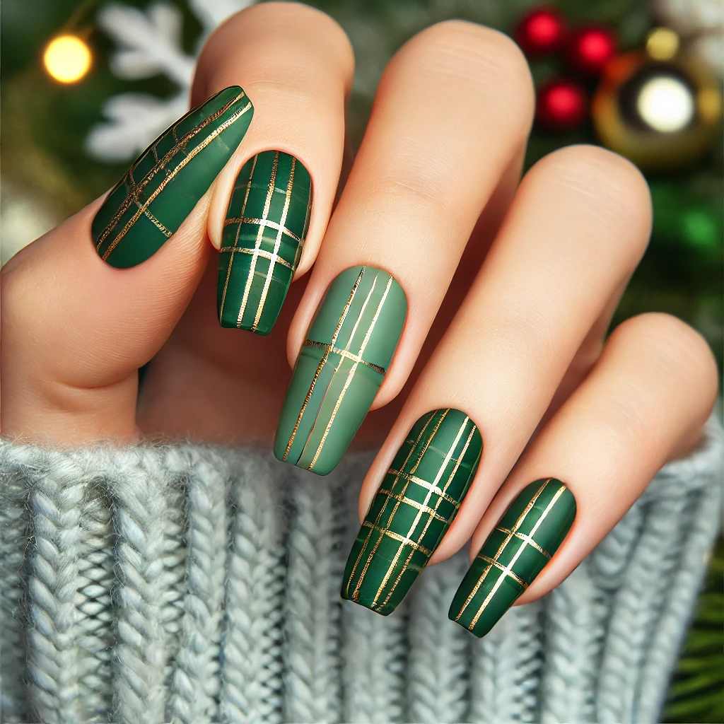 Green Plaid with Gold Stripes