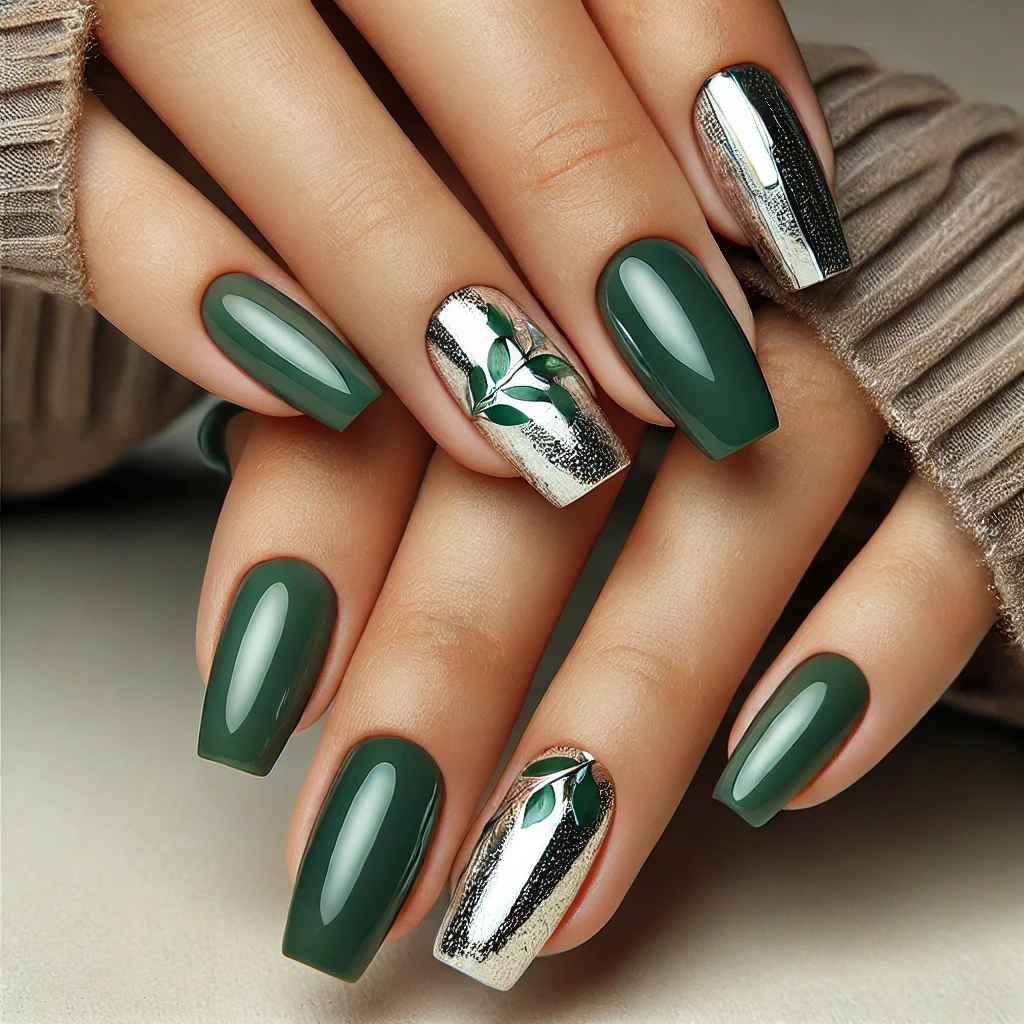 Green and Silver Foil Design