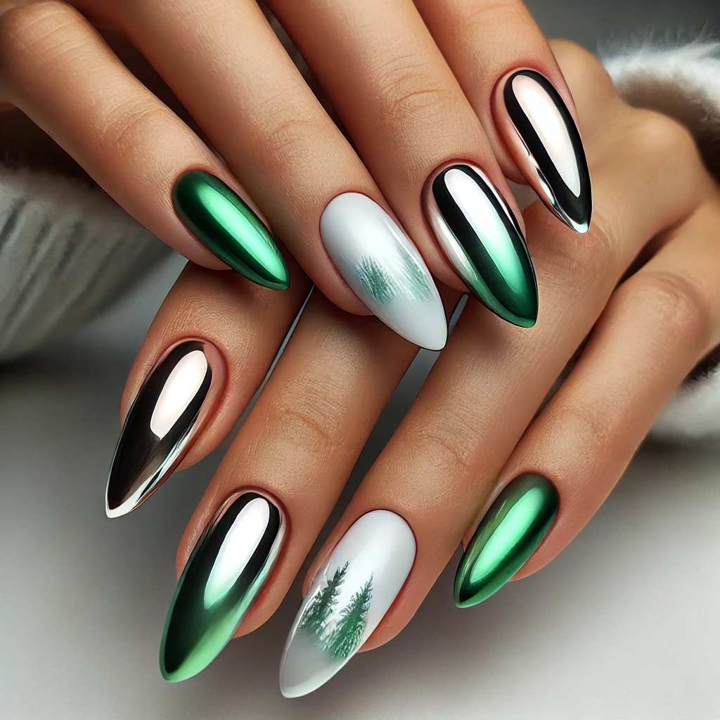 Green and White Ombre with Chrome Finish