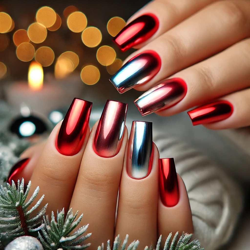 Holiday Red Chrome Ombre