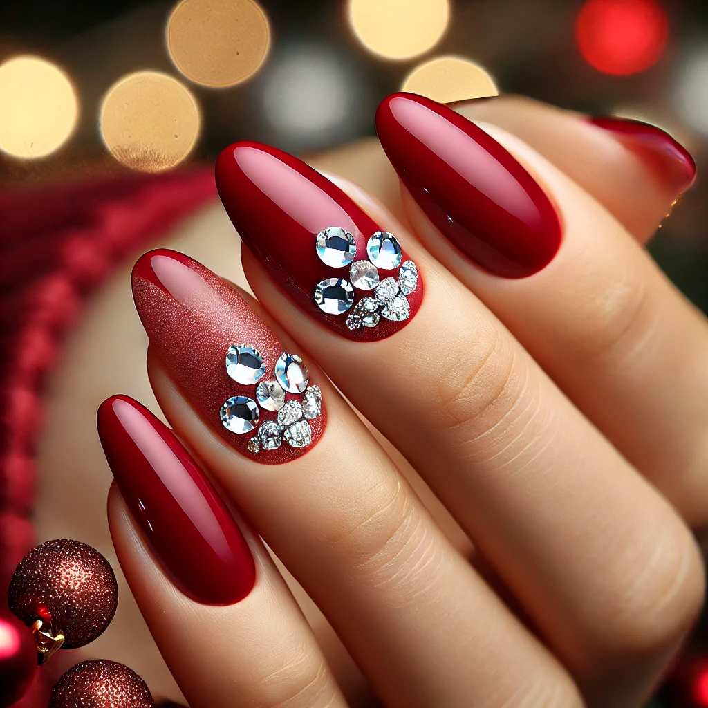 Holiday Red with Rhinestone Cluster