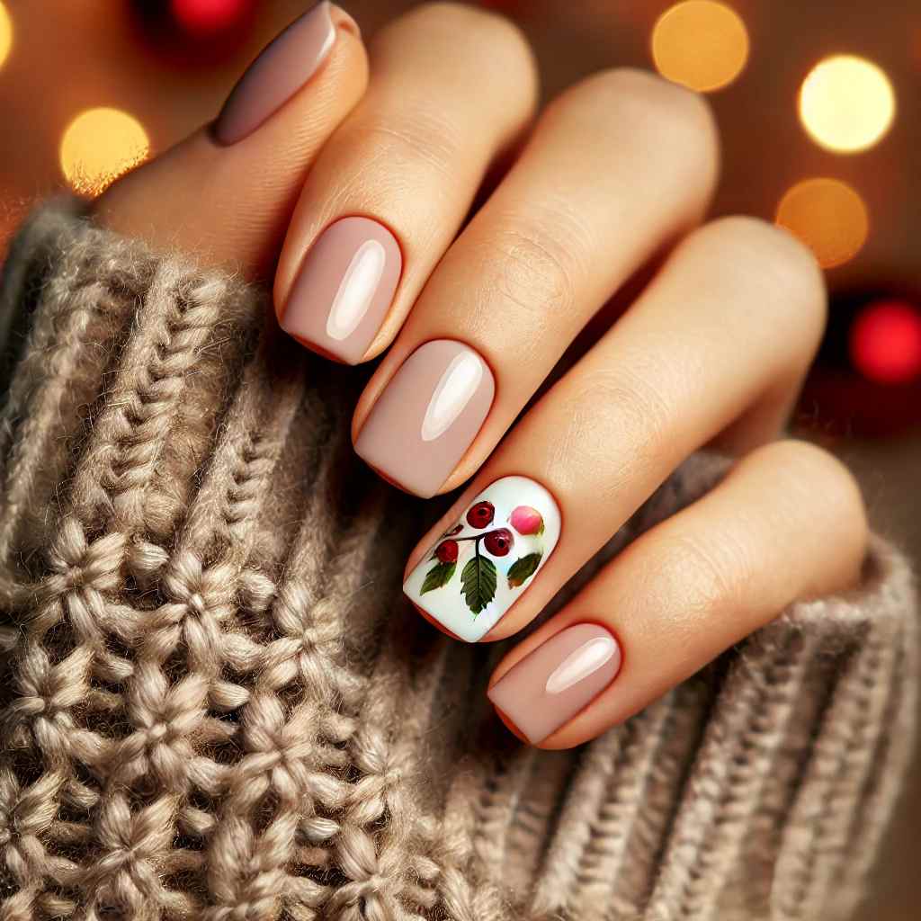 Holly Berry Accent Nails