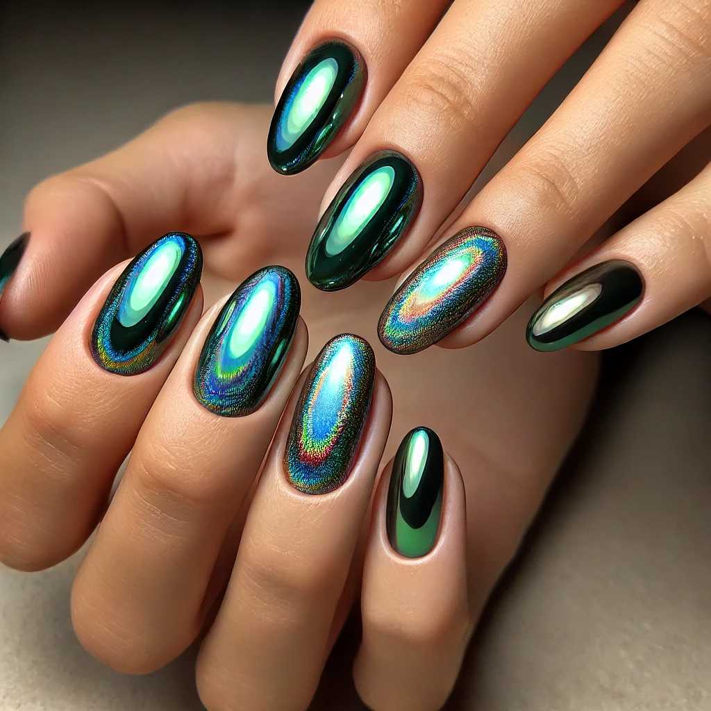 Holographic Glass Effect in Pine Green