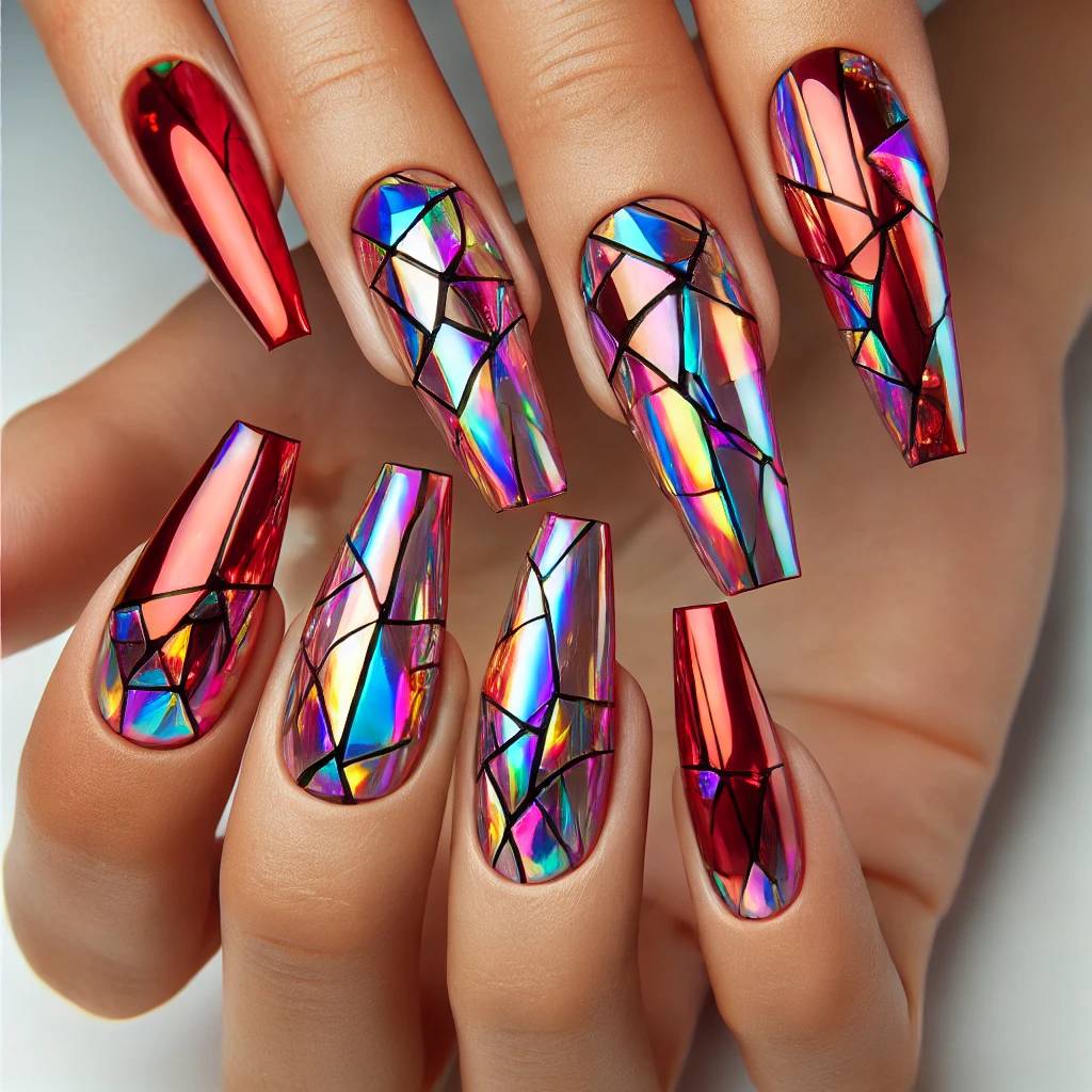 Holographic Red with Shattered Glass Effect