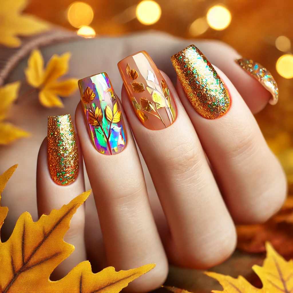 Honeycomb Glow Shattered Glass Nails