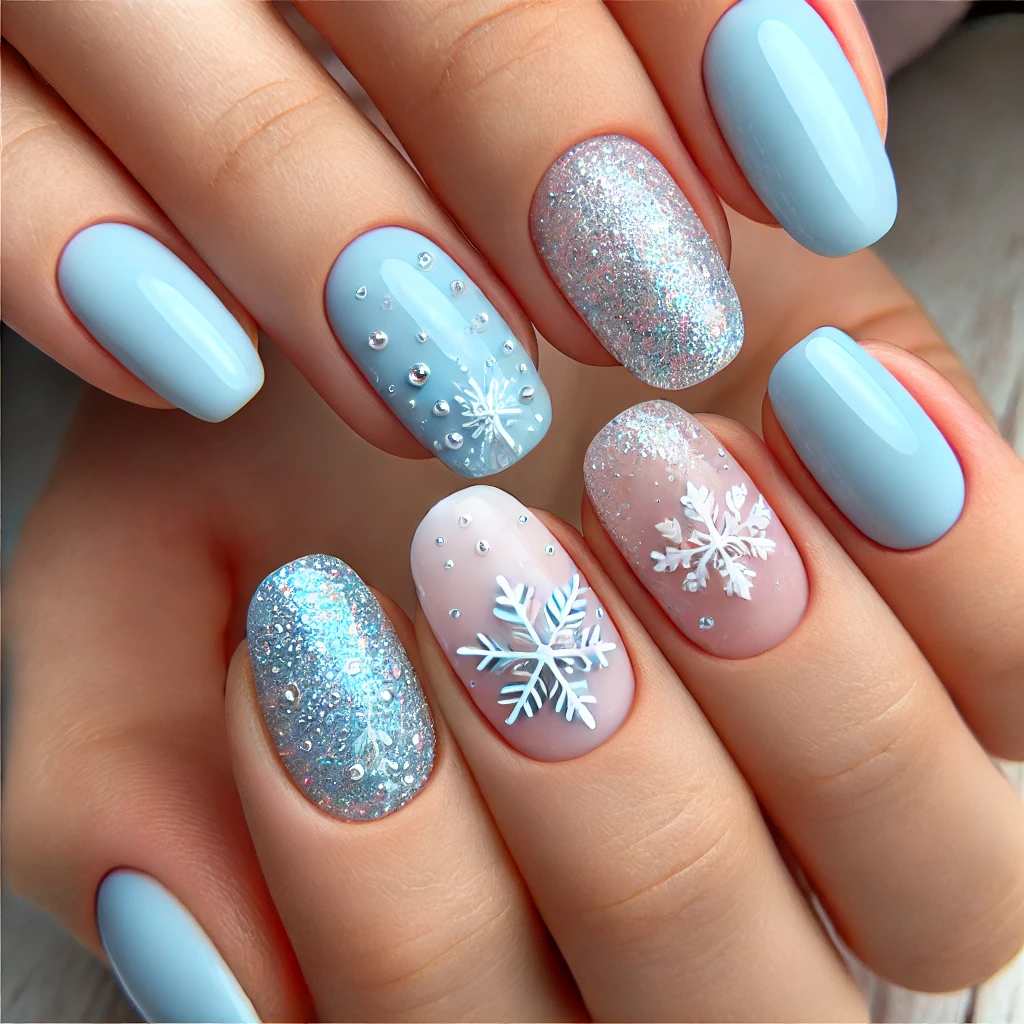 Icy Baby Blue with Silver Sparkles