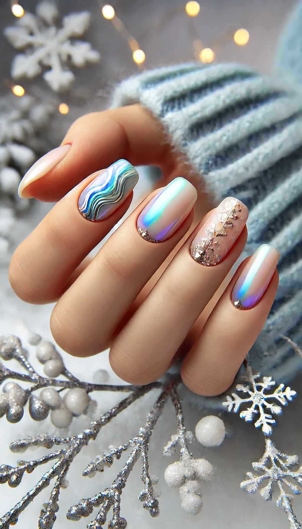 Iridescent Waves with Gold Accents