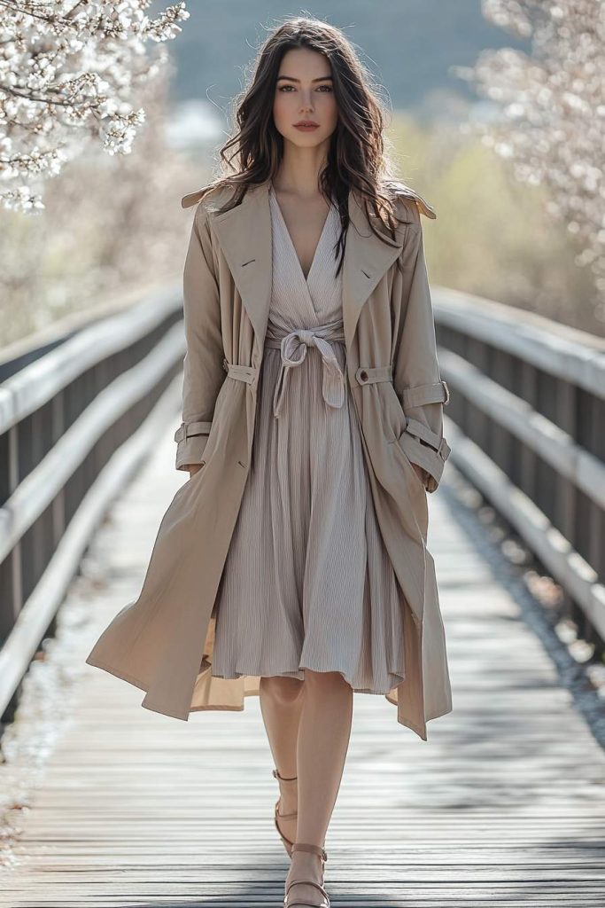 Lightweight Trenches with Midi Dresses