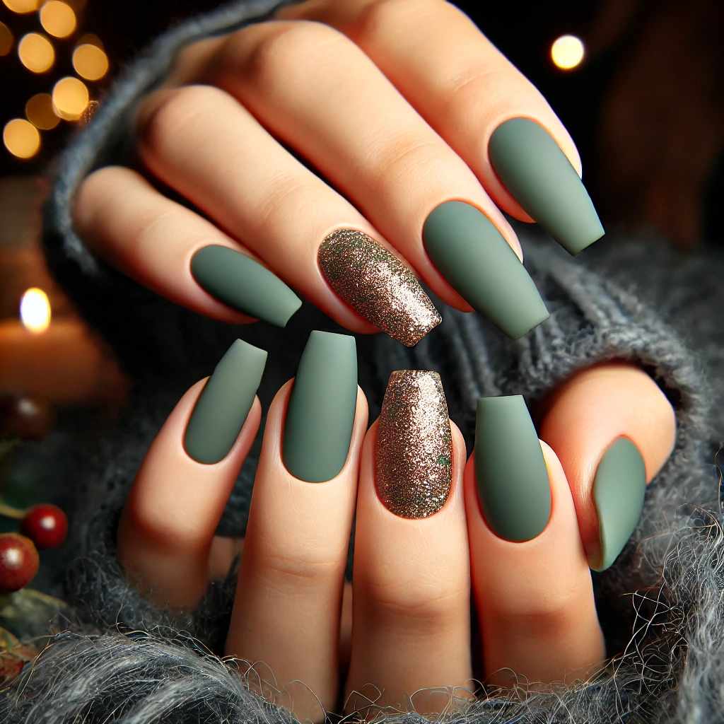 Matte Forest Green with Glitter Accents