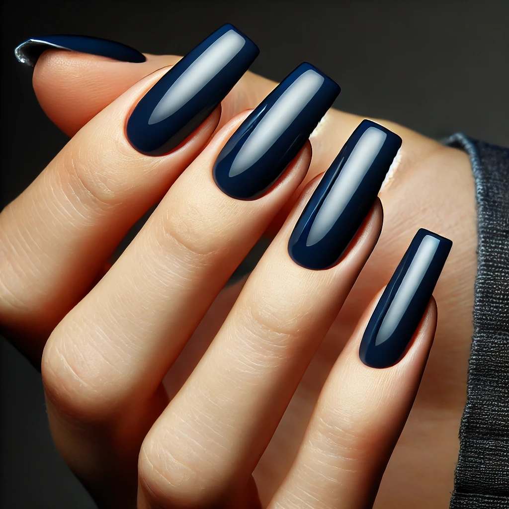 Medium-length coffin-shaped nails