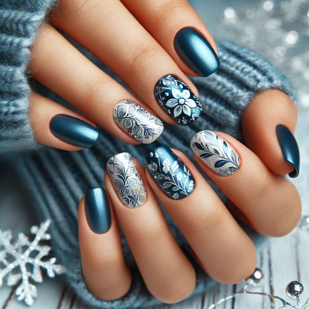 Metallic Silver Florals