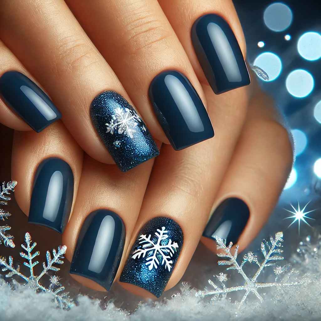 Midnight Blue with Chrome Snowflakes