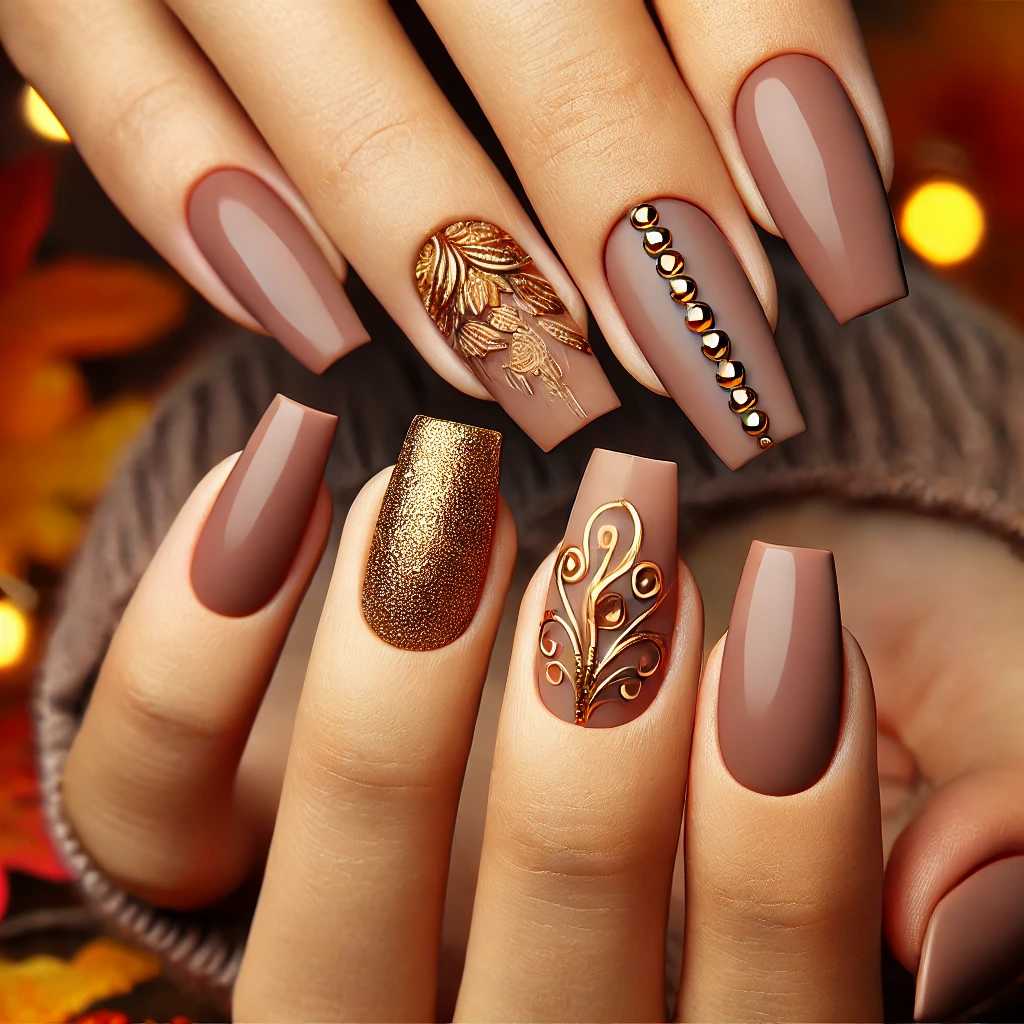 Mocha Brown with Rhinestone Swirls