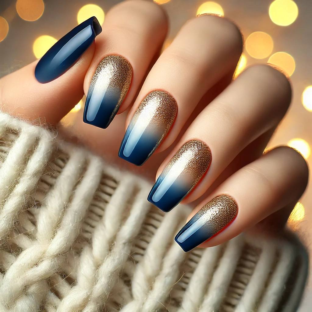 Ombre Blue with Gold Sparkles