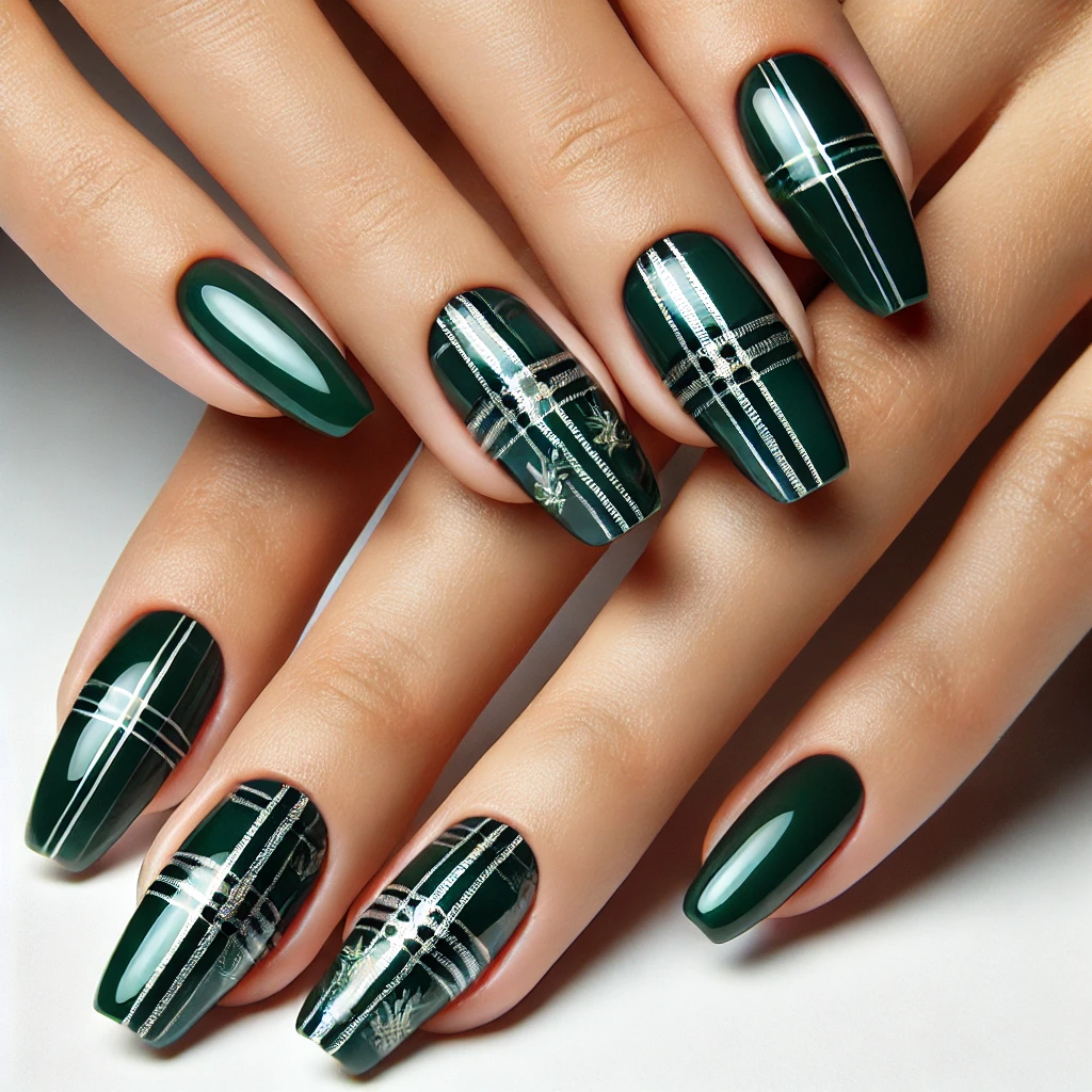 Plaid Pattern in Hunter Green and Silver