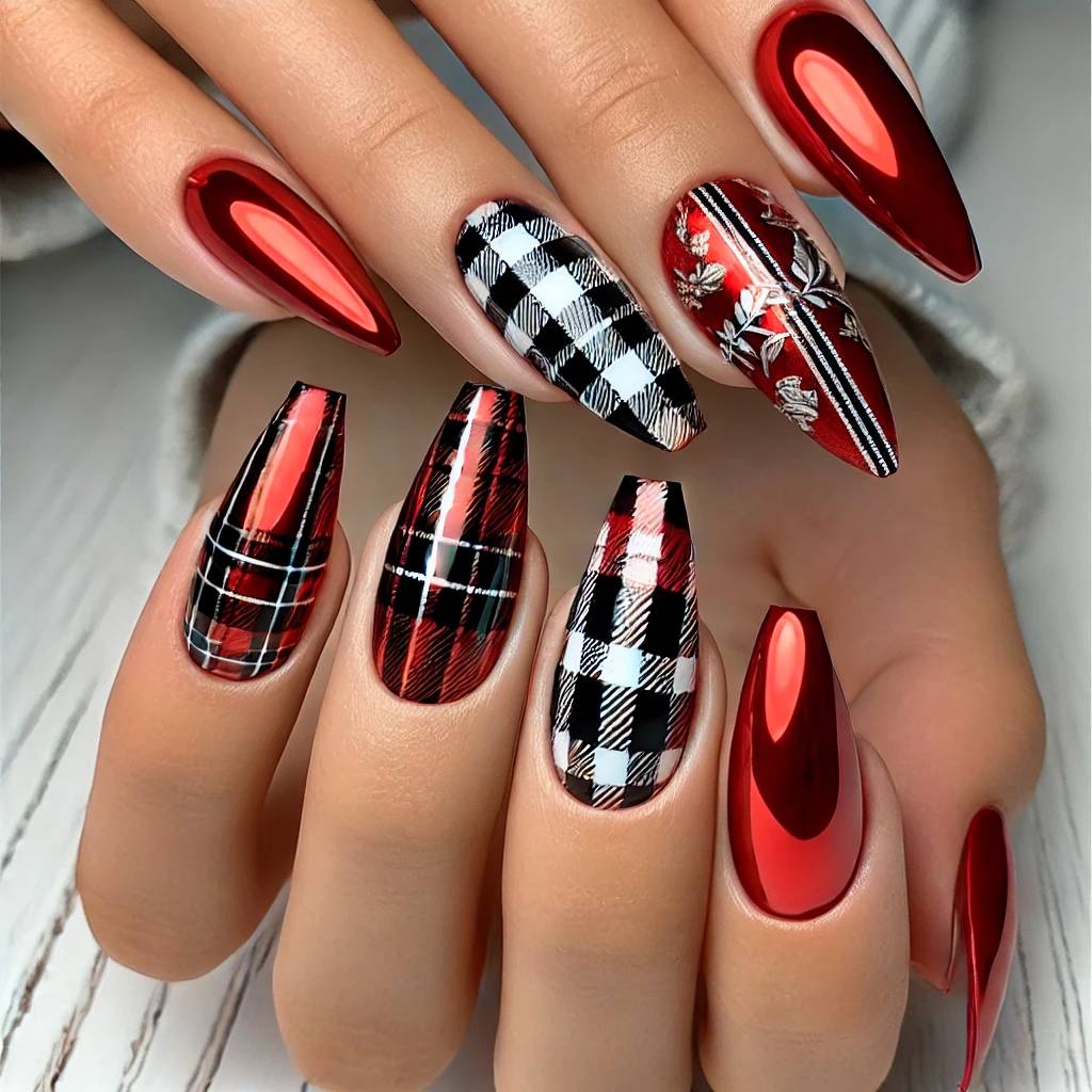 Plaid Patterns on Red Chrome