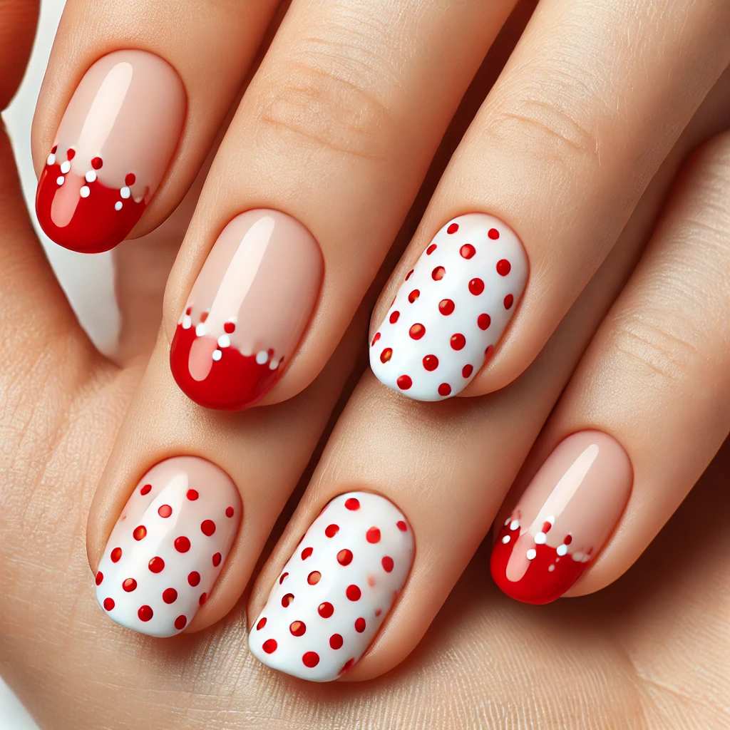 Polka Dot Red French Tips