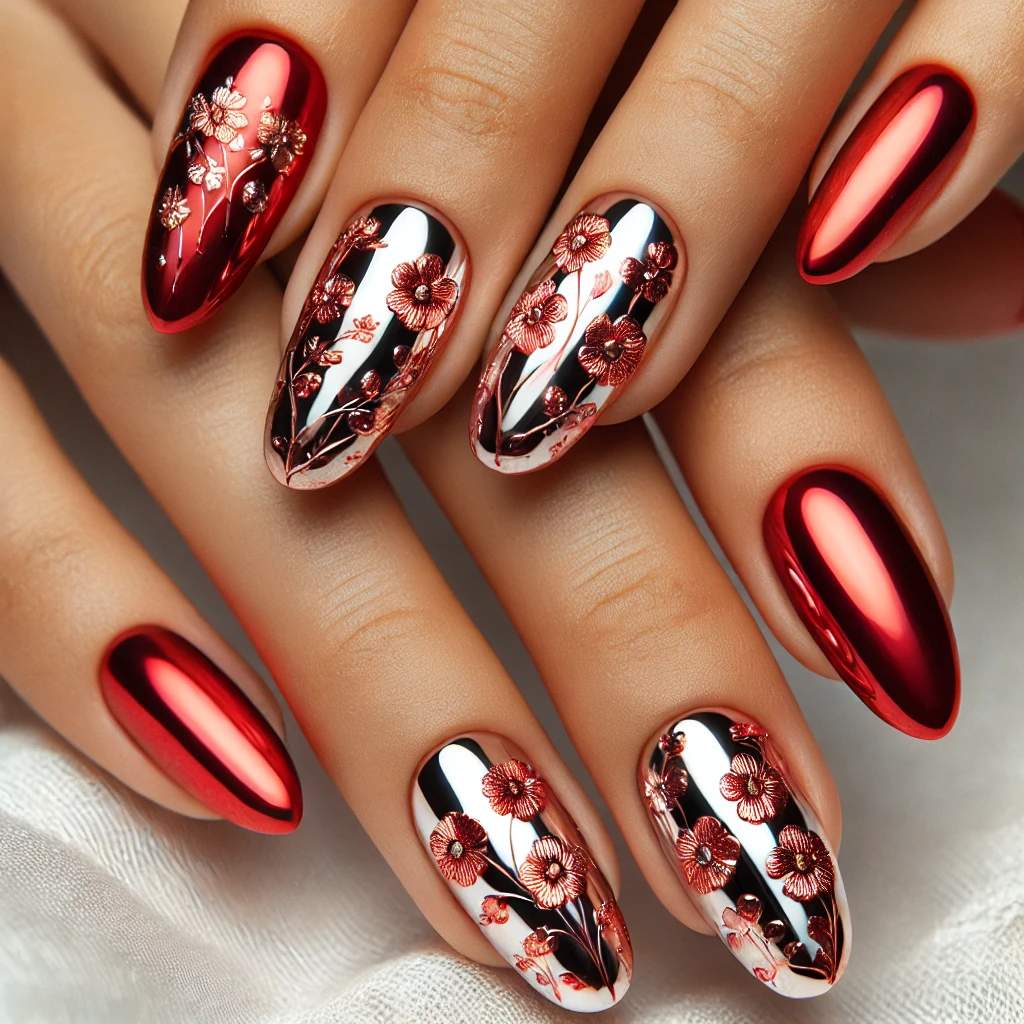 Red Chrome with Floral Accents