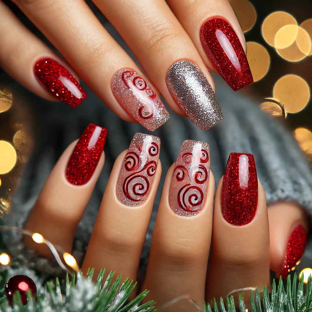 Red Glitter Swirl Designs