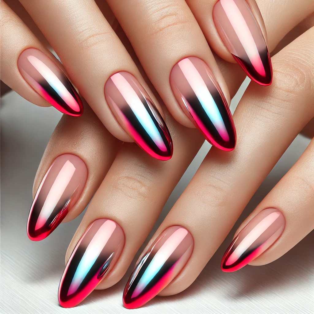 Red Tips with Chrome Gradient Base