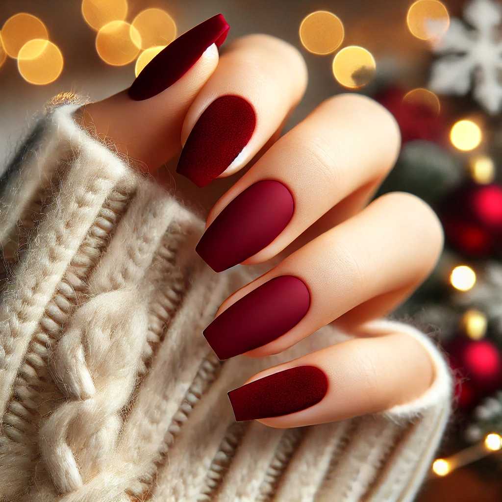 Red Velvet Textured Nails