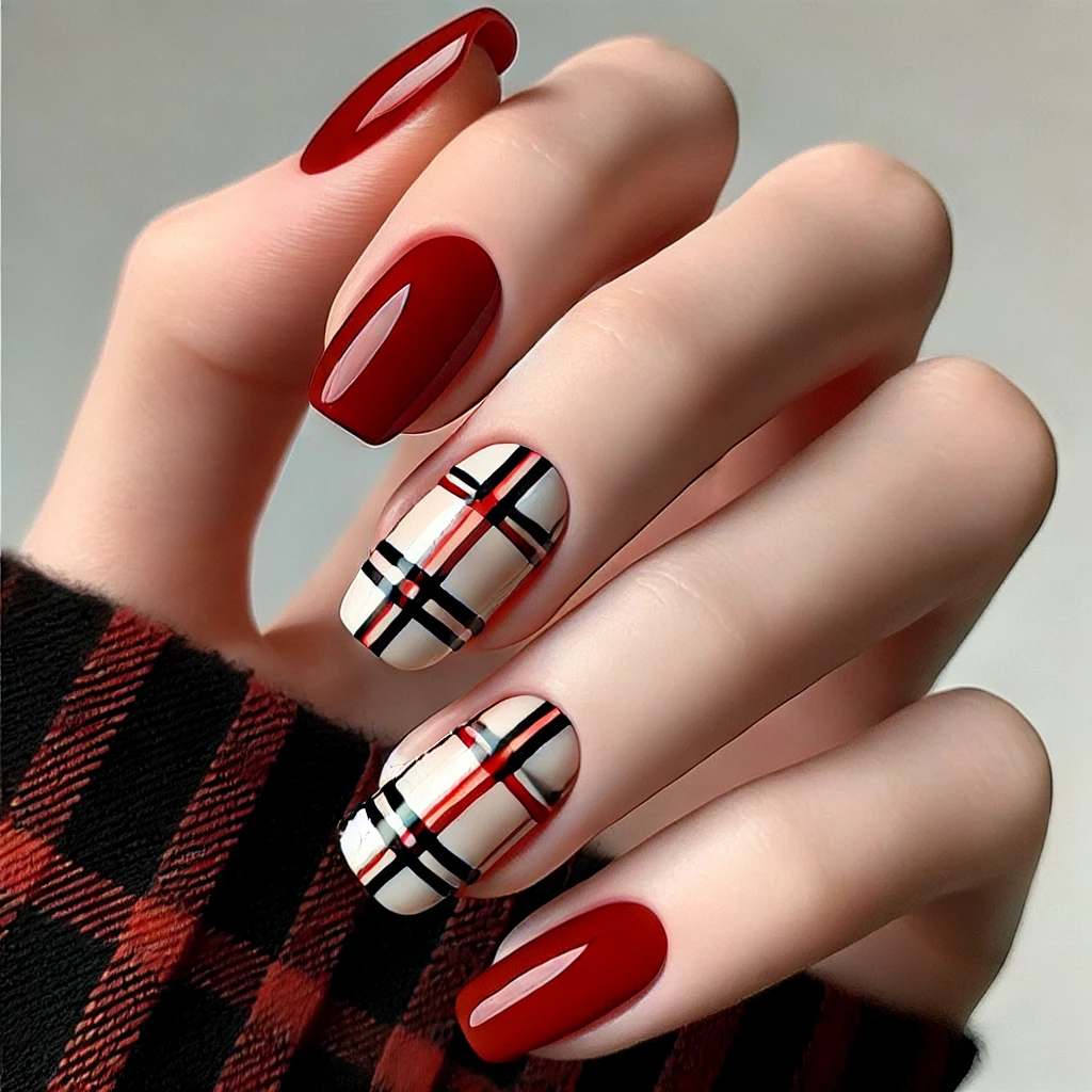 Red White and Black Plaid Pattern