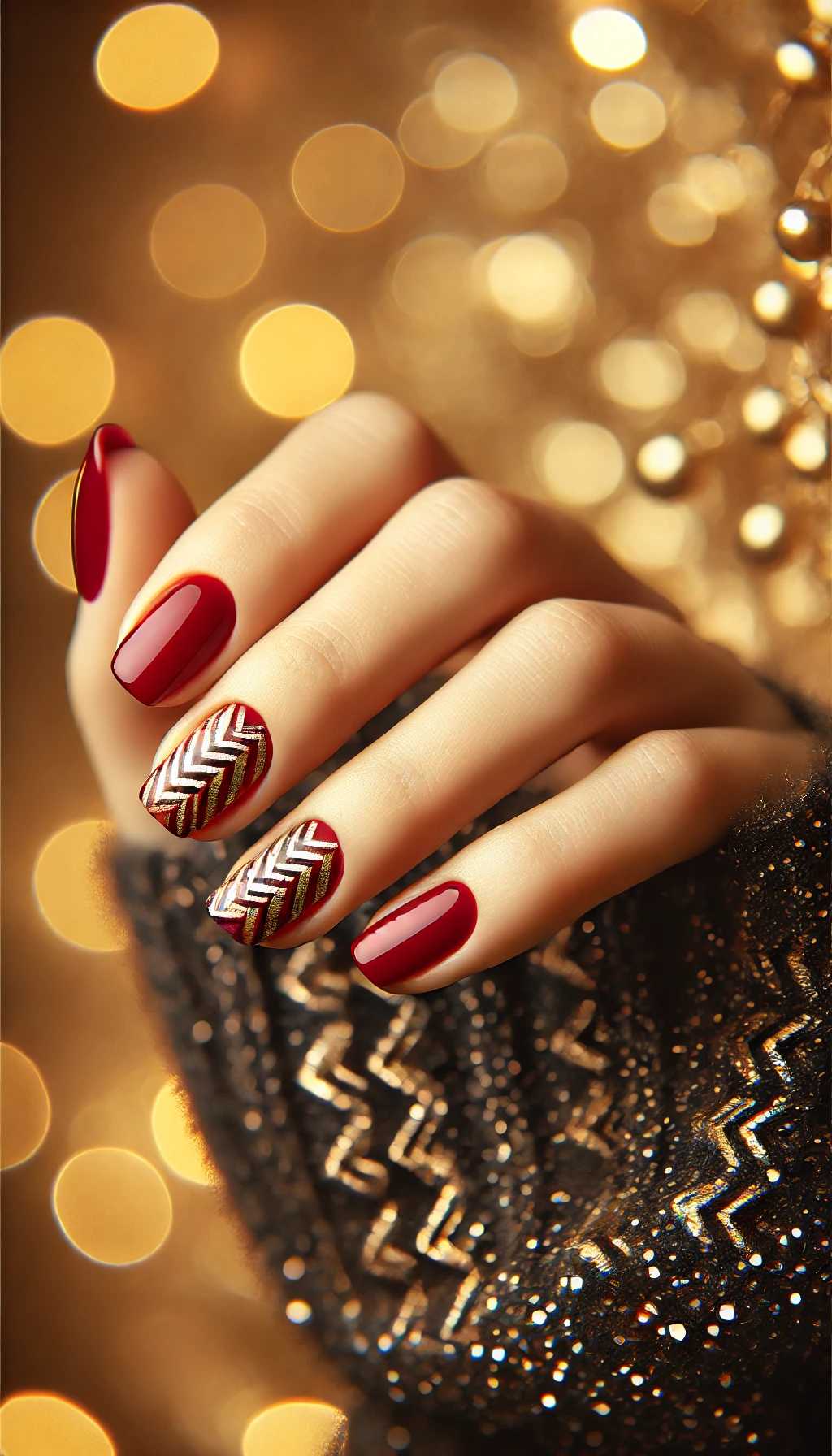 Red and Gold Chevron Stripes