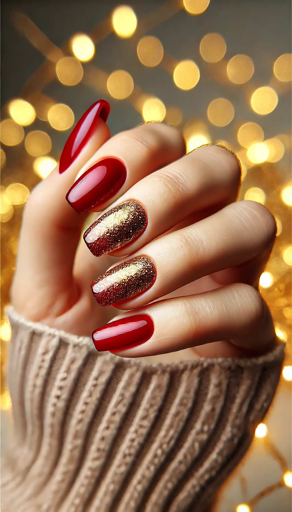 Red and Gold Glitter Ombre