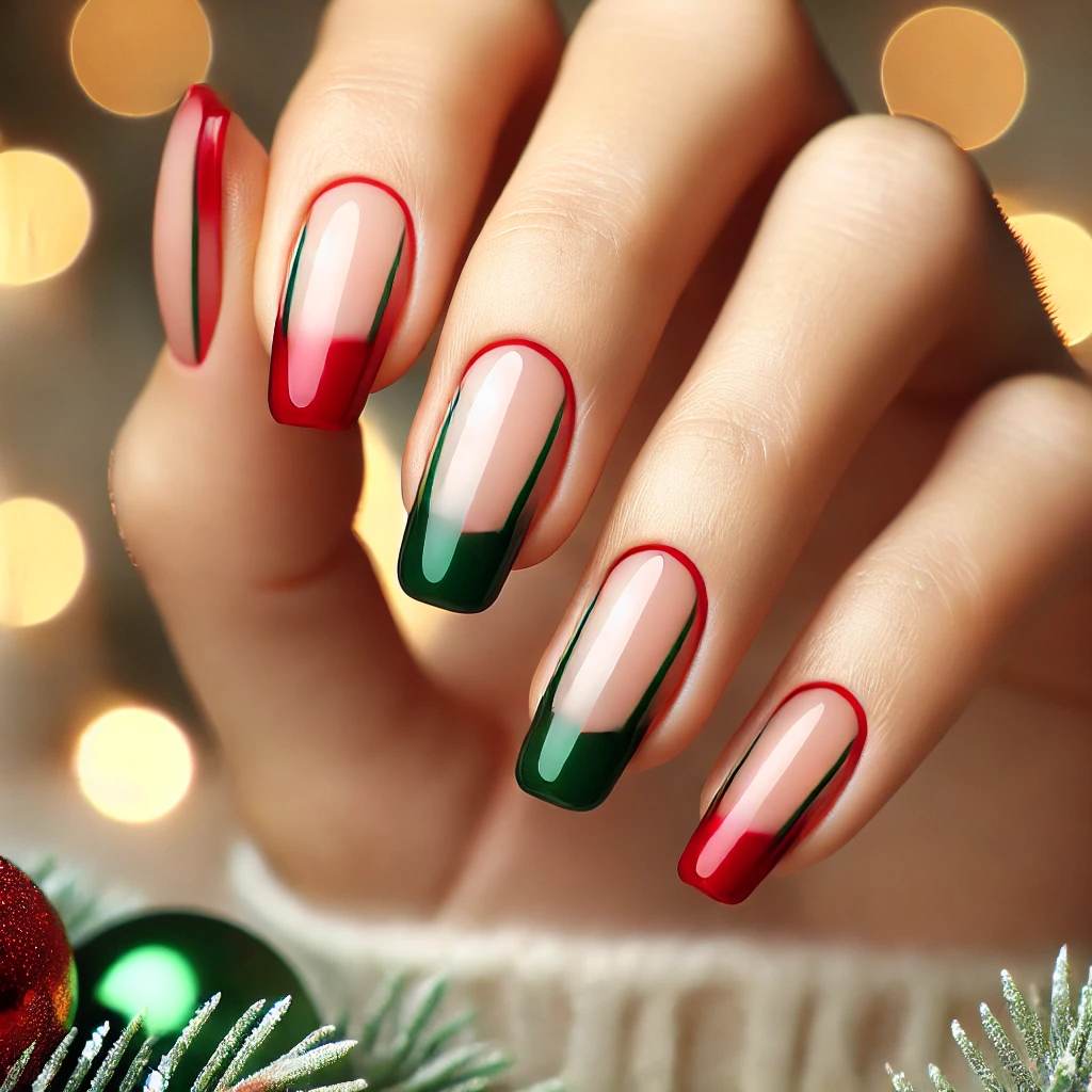 Red and Green French Tips