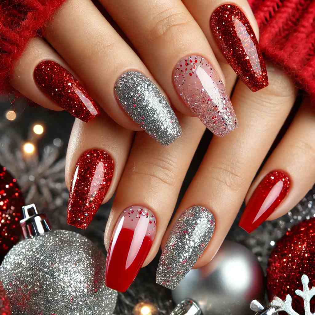 Red and Silver Glitter Combo