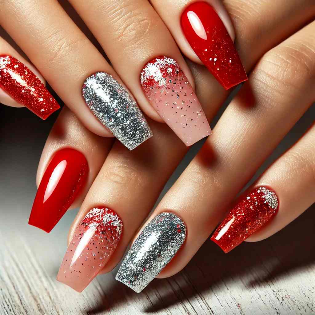 Red and Silver Glitter Combo