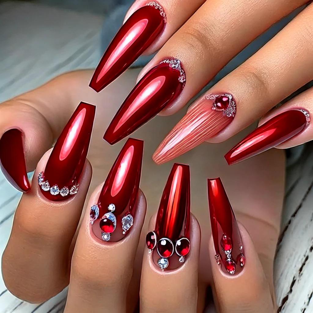 Red with Sparkling Gemstones