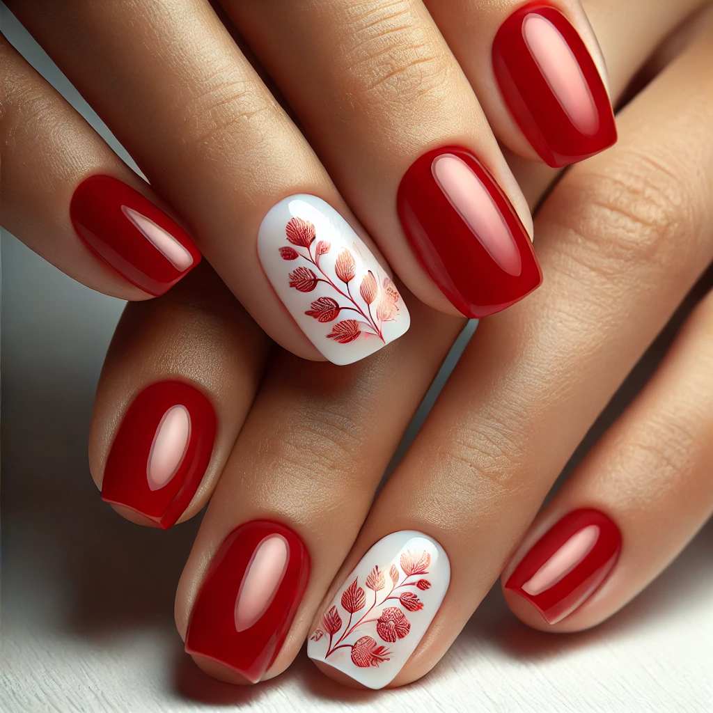 Red with White Floral Design