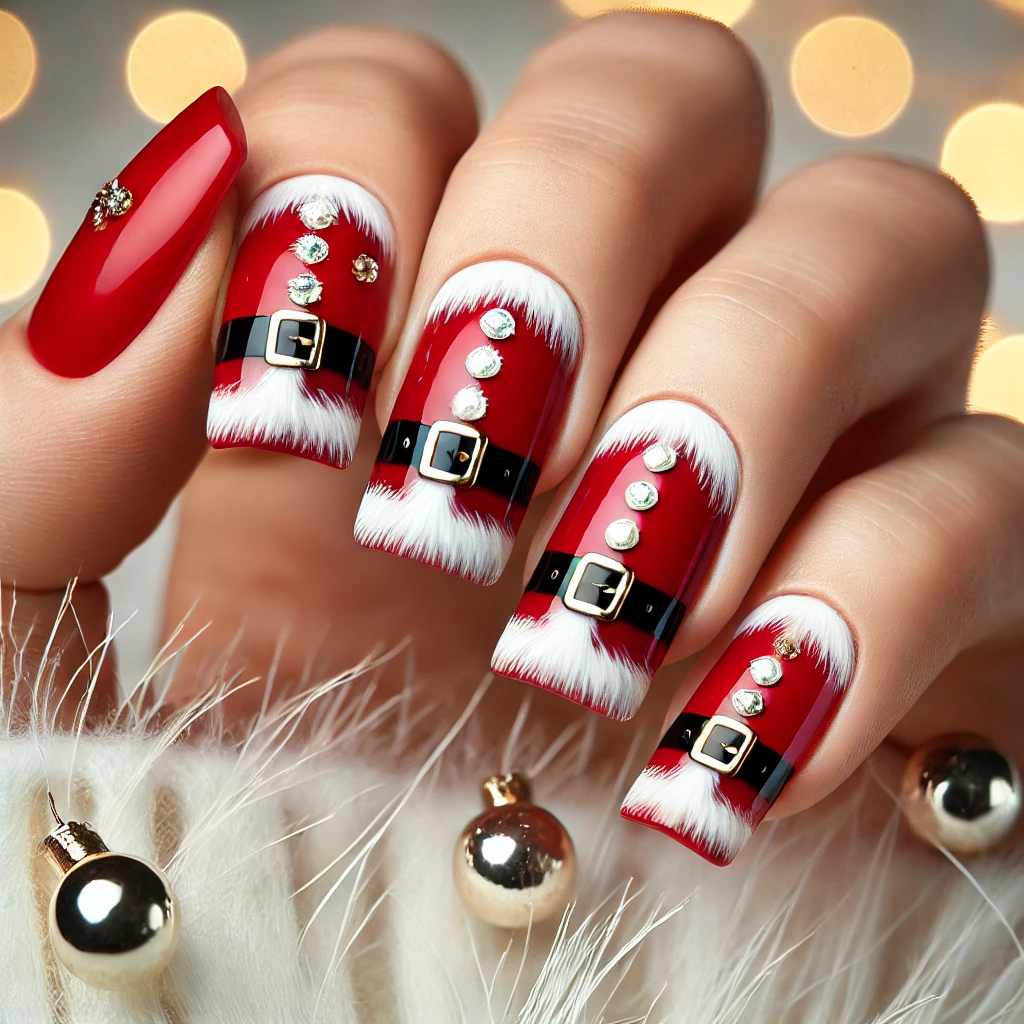 Santa Suit Nails