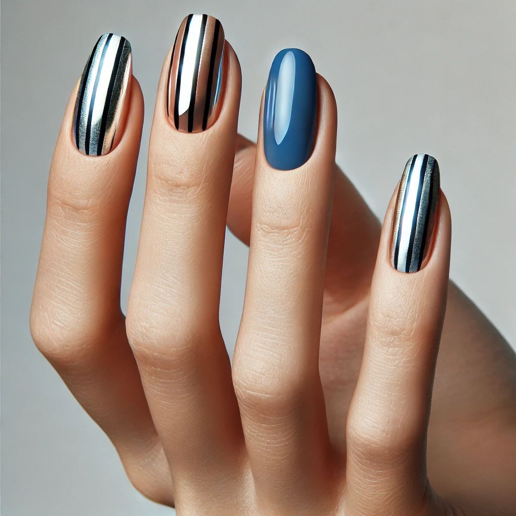 Silver and Blue Striped Perfection