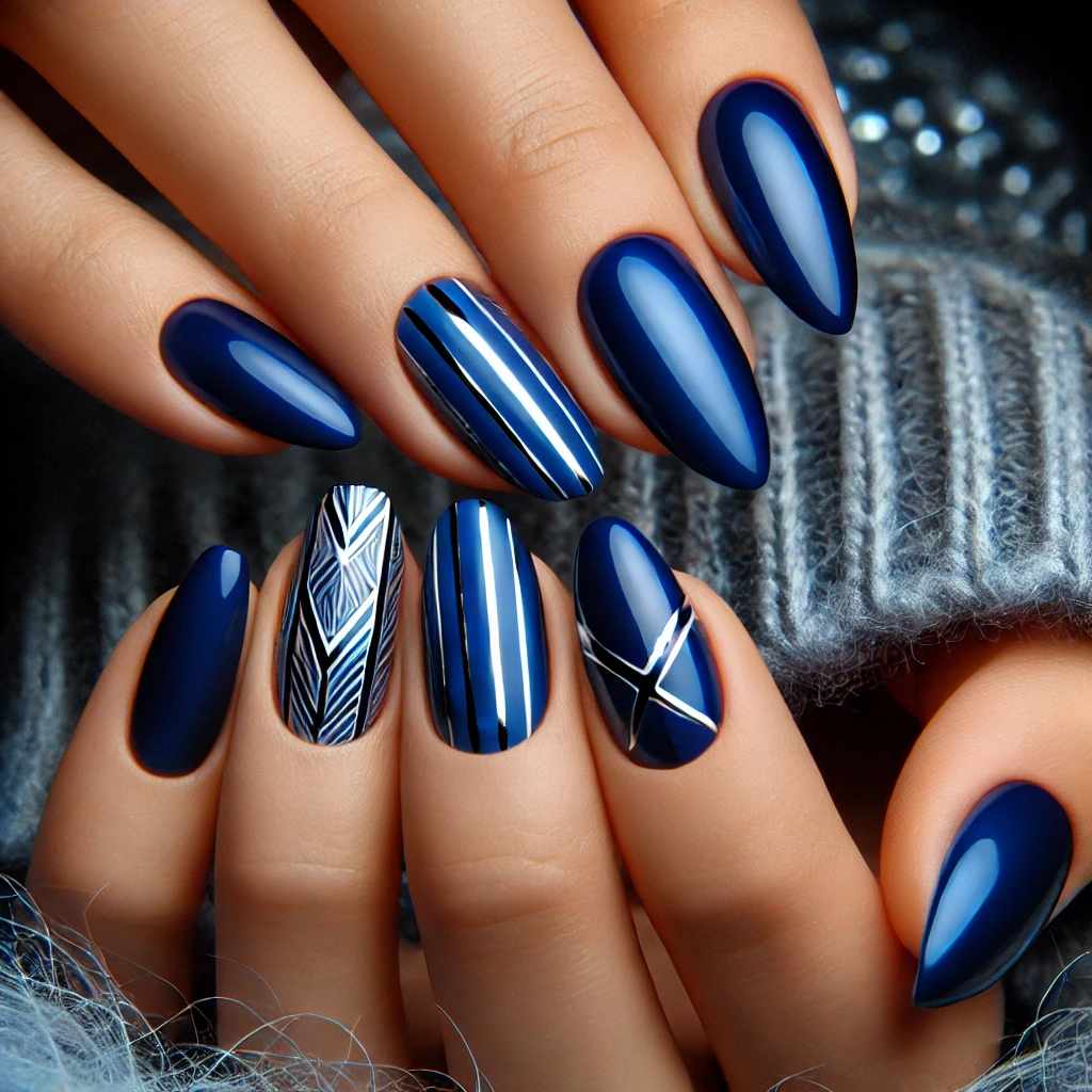 Silver and Cobalt Blue Geometric Lines