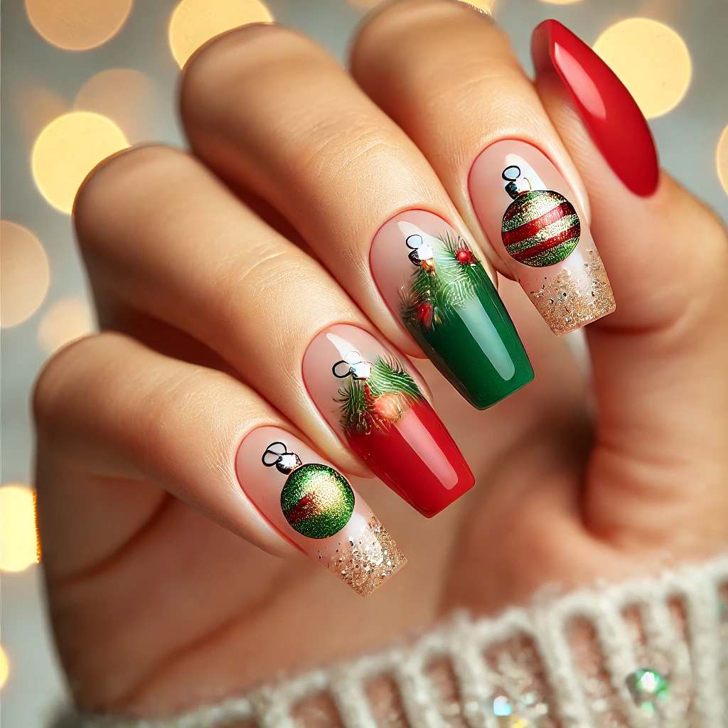 Sparkling Ornament Nails