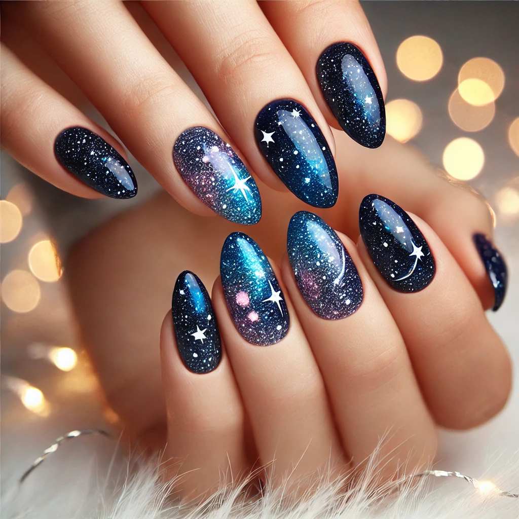 Starry Night Galaxy Nails