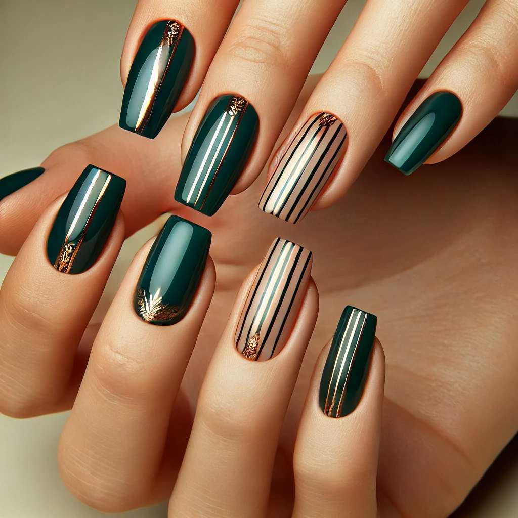 Striped Perfection in Forest Green and Gold