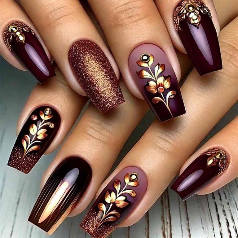 Stunning November Floral Nails