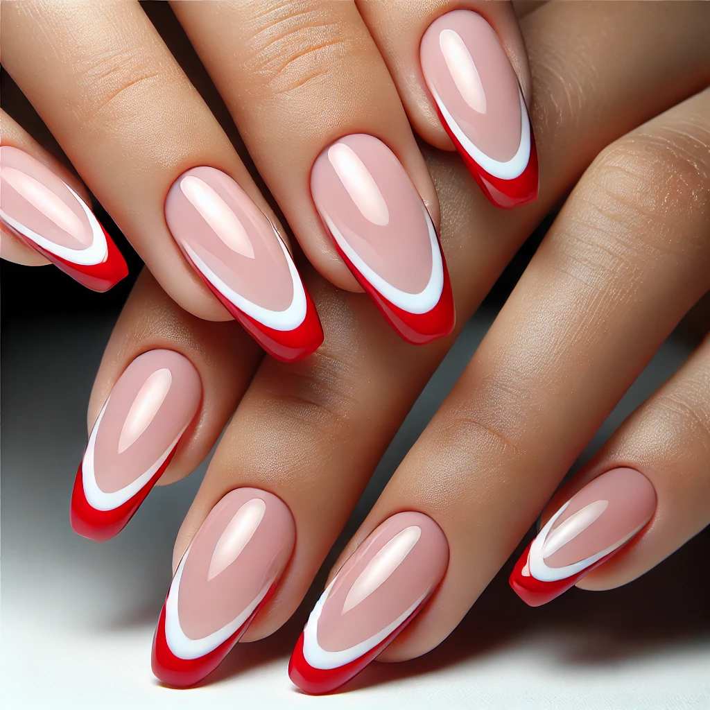 Superb Red and White French Tips