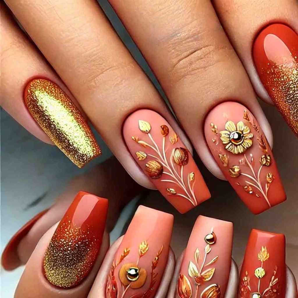 Terracotta Blossoms with Golden Glitter