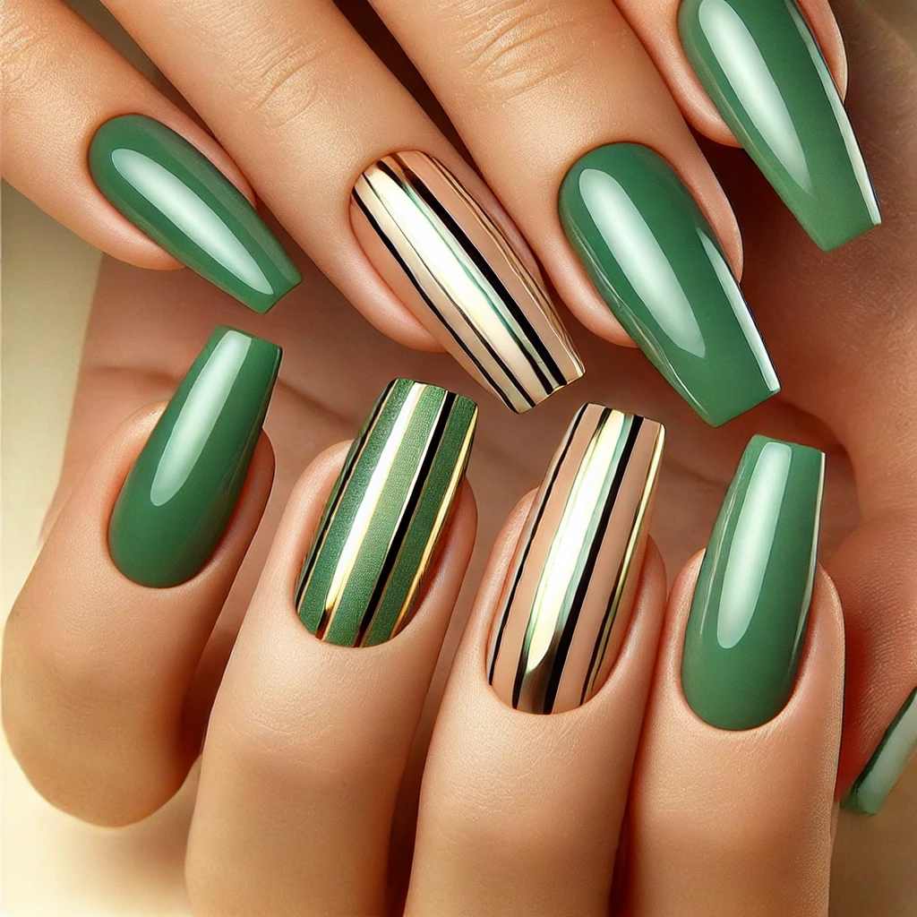 Tropical Green with Metallic Stripes