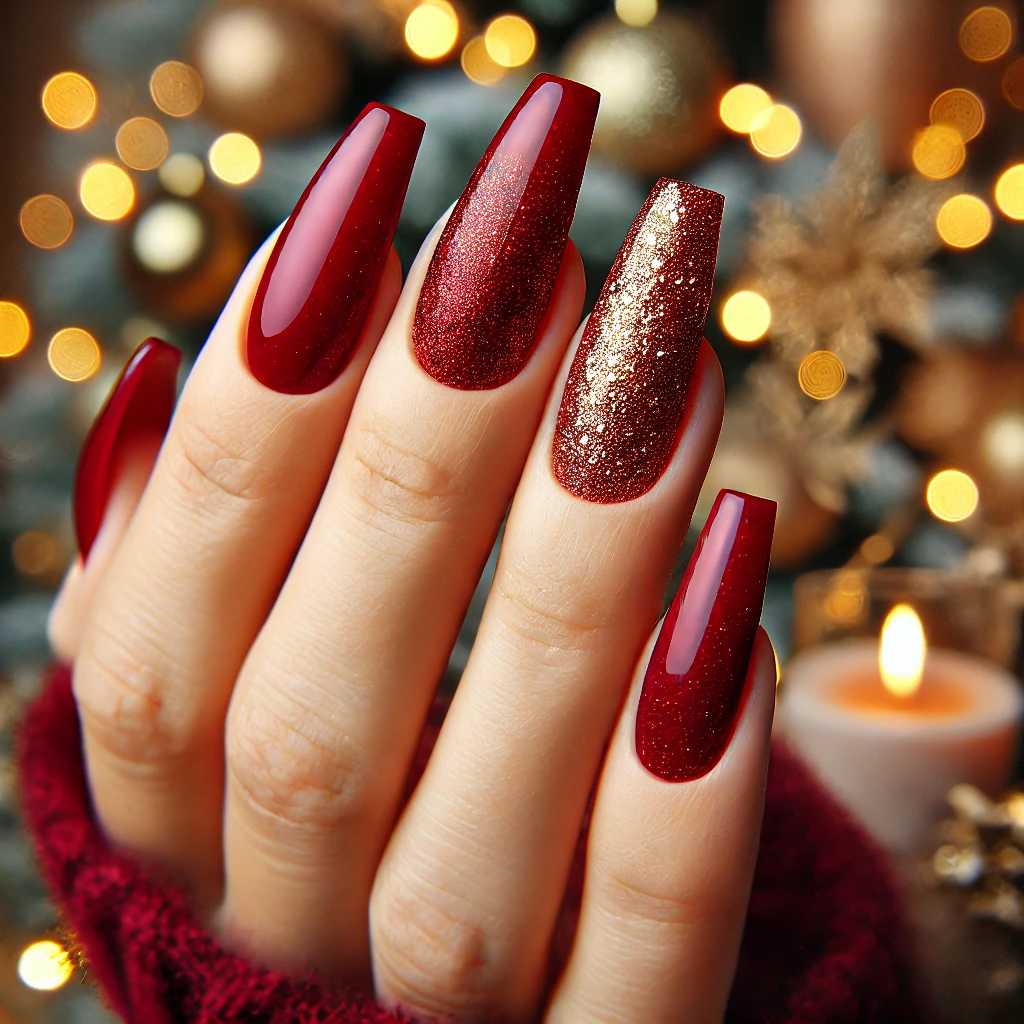 Velvet Red with Gold Foil and Glitter