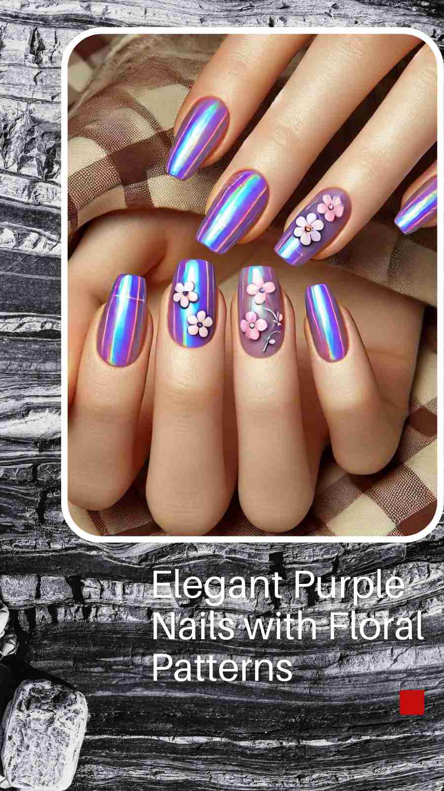 12 Eye-Catching Purple Nails with Flowers